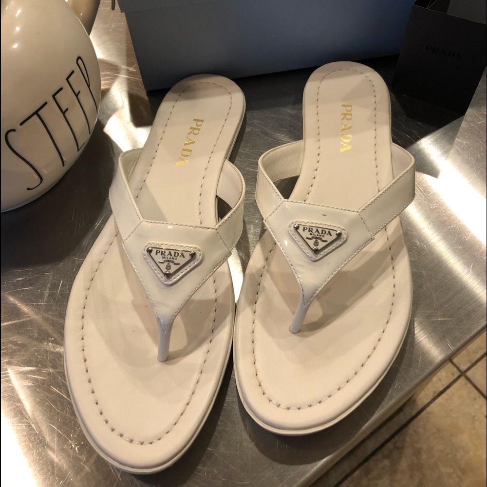 Prada White Flip Flops Size 40